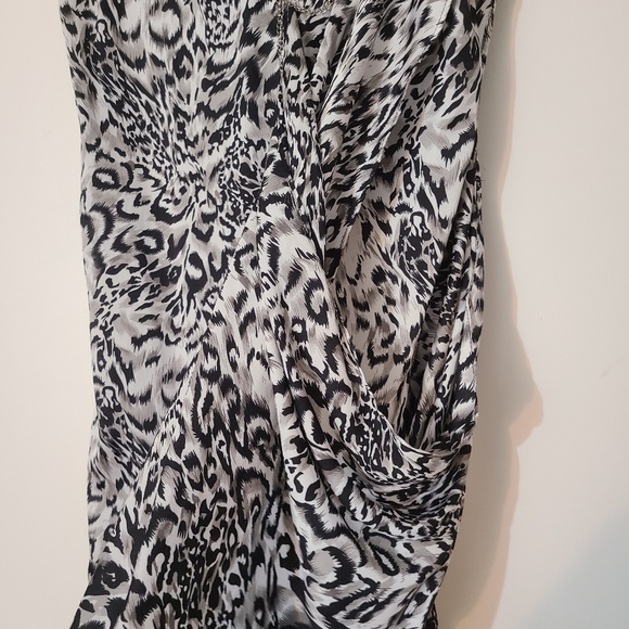 Snow leopard print rhinestone wrap party dress - Picture 6 of 13